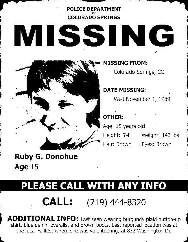 Ruby Donohue's missing poster